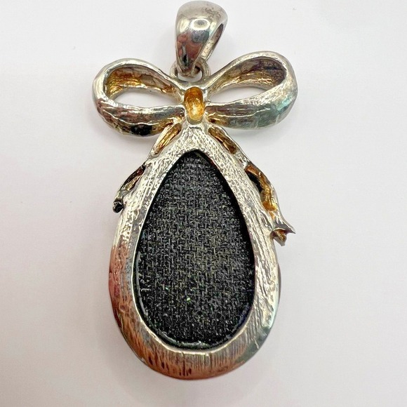 Vintage Artisan Dichroic Glass Pendant Snakeskin Pattern Iridescent Bow Artisian - Picture 10 of 12